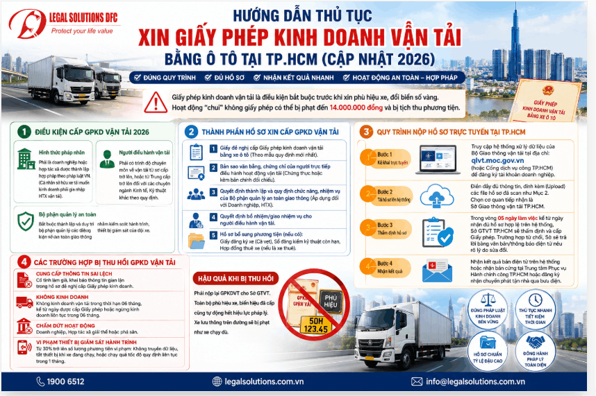 Hướng dẫn thủ tục xin giấy phép kinh doanh vận tải bằng ô tô tại TP.HCM (cập nhật 2026)