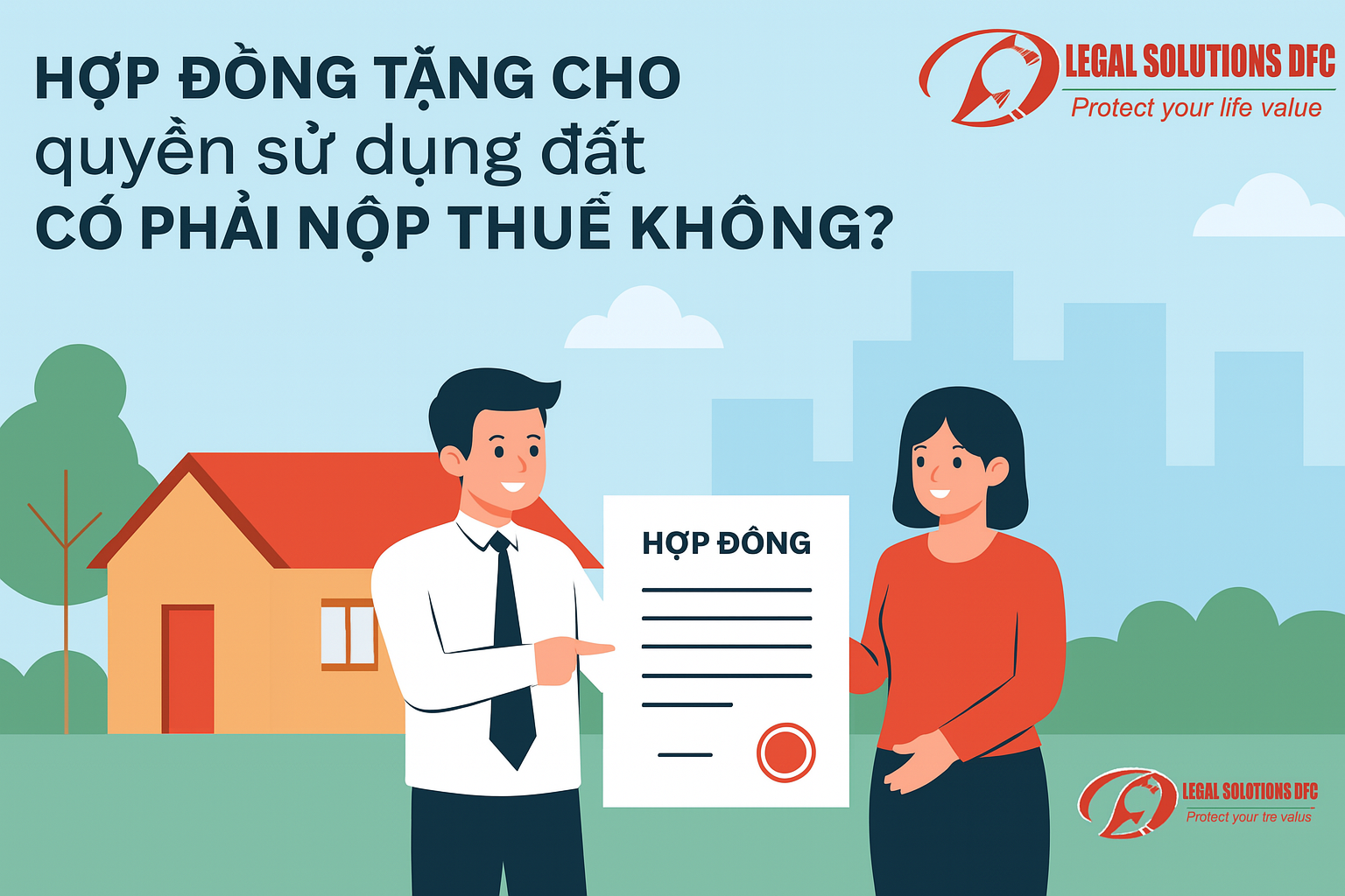Hop dong tanh cho QSDĐ co phai nop thue khong 